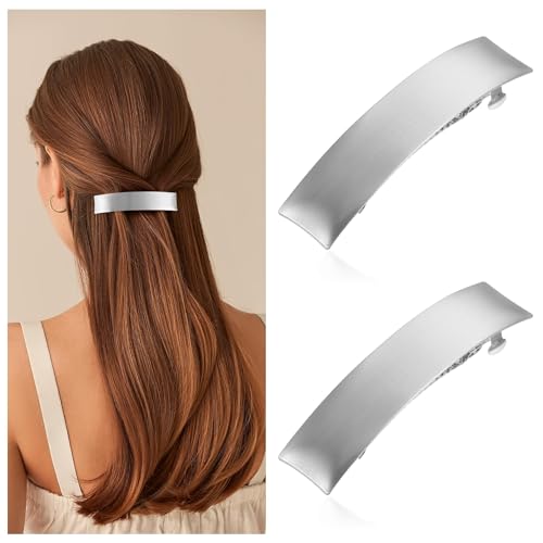 2 Stück Französische Haarspangen, Damen Haarspange, Haarclip Gold, Gold Dutt Haarspange Metall Haarhalter Clips Dekorativer Haarschmuck für Frauen und Mädchen (Silber2) von EUIOOVM