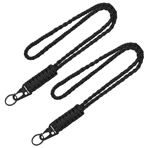 EUIOOVM 2 Stück Paracord Schlüsselband, Neck Lanyard Langes Handgelenk Paracord, Schlüsselanhänger Schlüsselband mit Karabiner für Schlüssel Handy Kamera(Khaki) von EUIOOVM