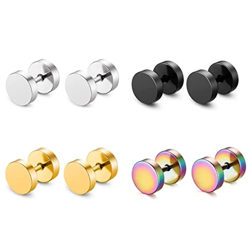 4 Paar Edelstahl Creolen Set Edelstahl Ohrringe Fake Expander Fake Plug Ohrringe Rund für Damen Herren Allergiker Ohrringe Ohrstöpsel von EUJEBEDA