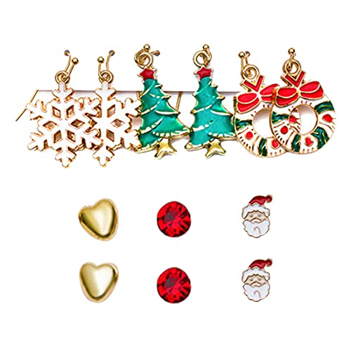 EUJEBEDA 6 Paar Weihnachtsohrringe - Dangle, Weiß, Minimalistisch, für Frauen, Kind, Weihnachten, Rentier, Schmuck von EUJEBEDA