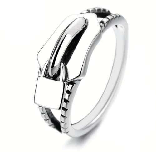 925 Sterling Silber Reißverschluss-Design, spezielle Kette, personalisierter Stil, einfacher Goldring, modischer und beliebter Legierungsring, weiblicher kreativer Verlobungsring, Größe 8 von EUJHRTM