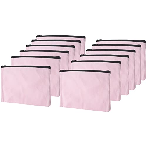12 Pack Rosa Segeltuch Make- Tasche, GroßE Kosmetik mit Mehr Farbigem ReißVerschluss, Segeltuch ReißVerschluss FedermäPpchen Tasche, DIY von EUKKIC