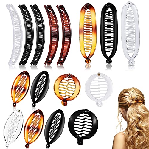 Bananen Haarspangen Klassisch Drahtreifen Kämme Groß Doppelkamm Banane Clip Bananen Fischschwanz Haarspange für Frauen Mädchen 16 Stücke von EULAPGOE