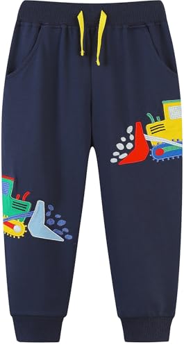 EULLA Jungen Bottoms Jogginghose Bagger Muster Sweathose Kinder Baumwolle Sporthose Jogger Hose 116 von EULLA