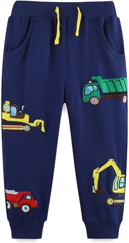 EULLA Jungen Bottoms Jogginghose Bagger Muster Sweathose Kinder Baumwolle Sporthose Jogger Hose 122 von EULLA