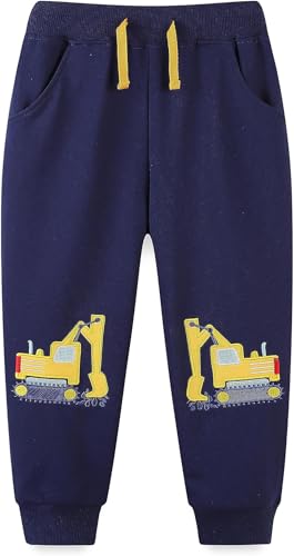 EULLA Jungen Bottoms Jogginghose Bagger Muster Sweathose Kinder Baumwolle Sporthose Jogger Hose 128 von EULLA