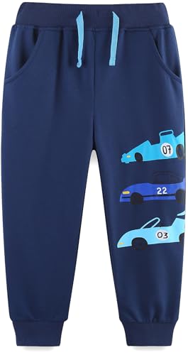 EULLA Jungen Bottoms Jogginghose Cars Muster Sweathose Kinder Baumwolle Sporthose Jogger Hose 98 von EULLA