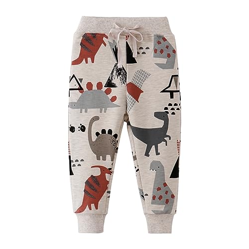 EULLA Jungen Bottoms Jogginghose Dinosaurier Muster Sweathose Kinder Baumwolle Sporthose Jogger Hose 110 von EULLA