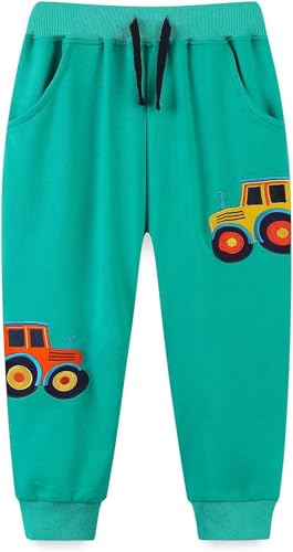 EULLA Jungen Bottoms Jogginghose Geländewagen Stickerei Muster Sweathose Kinder Baumwolle Sporthose Jogger Hose 116 von EULLA