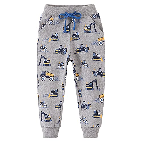 EULLA Jungen Bottoms Jogginghose Tractor Muster Sweathose Kinder Baumwolle Sporthose Jogger Hose 104 von EULLA