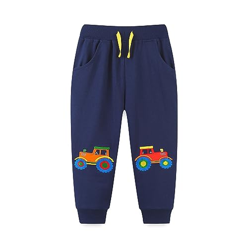 EULLA Jungen Bottoms Jogginghose Traktor Muster Sweathose Kinder Baumwolle Sporthose Jogger Hose 116 von EULLA