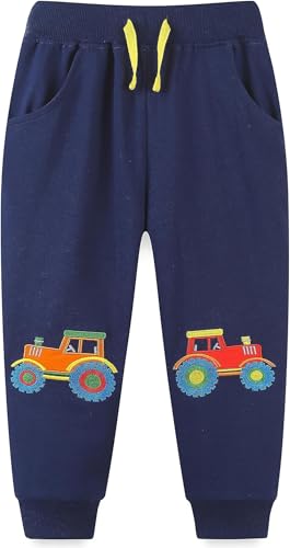 EULLA Jungen Bottoms Jogginghose Traktor Muster Sweathose Kinder Baumwolle Sporthose Jogger Hose 98 von EULLA