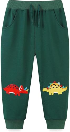 EULLA Jungen Bottoms Jogginghose Triceratops Dinosaurier Muster Sweathose Kinder Baumwolle Sporthose Jogger Hose 110 von EULLA