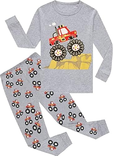 EULLA Jungen Ensemble Pyjamas Pour Petits garçons Vêtements de nuit en Coton à Manches Longues Pyjama-Sets$$, Fahrzeug 1, 6-7 Jahre von EULLA