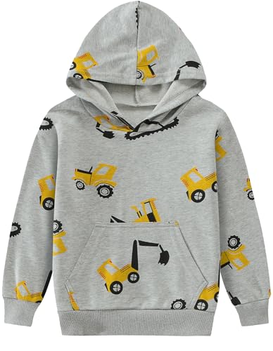 EULLA Kinder Jungen Hoodie Bagger Kapuzenpullover Langarm Baumwolle Pullover Hoody Sweatshirt 1# Grau Bagger DE 116 von EULLA