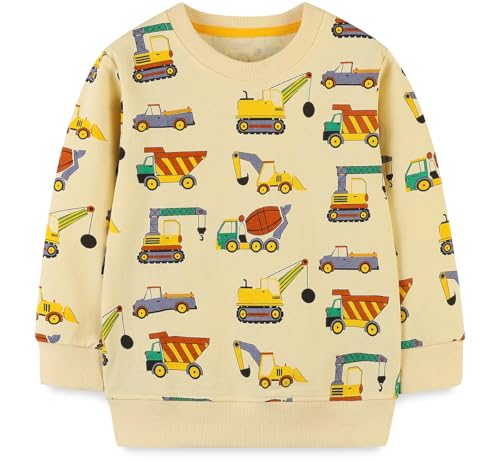 EULLA Kinder Jungen Sweatshirt Pullover Activewear Langarm Baumwolle Bagger Herbst Winter Oberteile 6 Jahre alt 11# Gelb Bagger DE 116 von EULLA