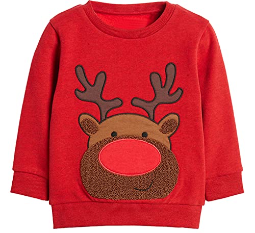 EULLA Kinder Mädchen Jungen Weihnacht Pullover Sweatshirt Weihnachtsoutfit Weihnachtspuli Winter Baumwolle Langarm Christmas Xmas Rentier Weihnachtskleidung Gr.86/92 2 Jahre 2# Rot Rentier DE 92 von EULLA