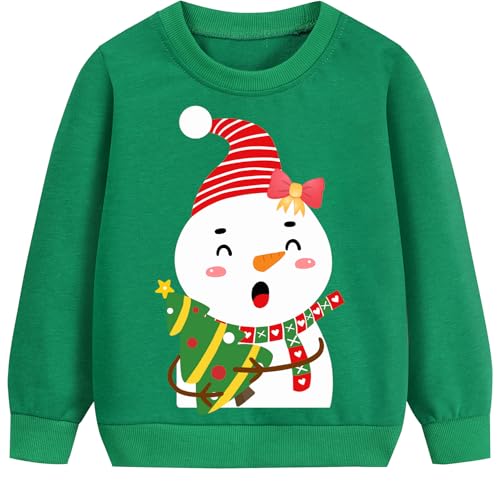 EULLA Kinder Mädchen Jungen Weihnacht Pullover Sweatshirt Weihnachtspuli Baumwolle Christmas Xmas Weihnachtsschneemann Weihnachtskleidung Gr.122/128 7 Jahre 5# Rosa Weihnachtsschneemann DE 122 von EULLA