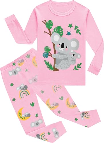 EULLA Kinder Mädchen Schlafanzüge Winter Pyjama Set Koala Langarm Baumwolle Zweiteilig Nachtwäsche 4 Jahre alt J-Rosa Koala DE 104 von EULLA