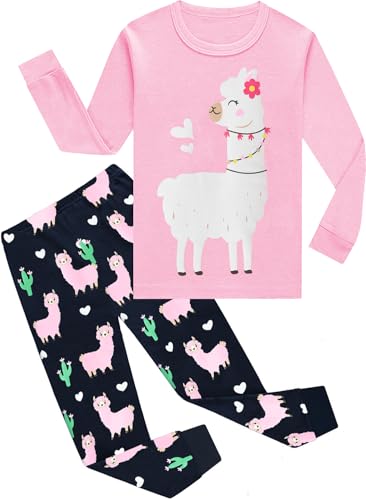 EULLA Kinder Mädchen Schlafanzüge Winter Pyjama Set Marienkäfer Langarm Baumwolle Zweiteilig Nachtwäsche 2 Jahre alt I-Rosa Alpaka DE 92 von EULLA