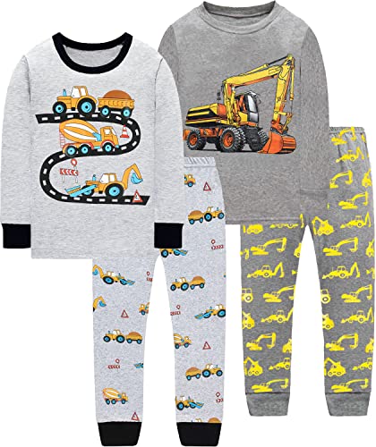 EULLA Kinder Jungen Schlafanzug Langarm Baumwolle Winter Pyjama Set Bagger Zweiteiliger Nachtwäsche 7 Jahre alt Größe 122 I-Double Pack Bagger Set DE 122 von EULLA