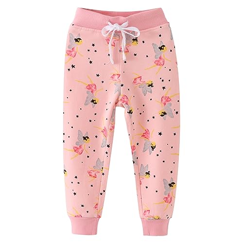 EULLA Mädchen Bottoms Jogginghose Schmetterling Muster Sweathose Kinder Baumwolle Sporthose Mädchen Hose 110 von EULLA