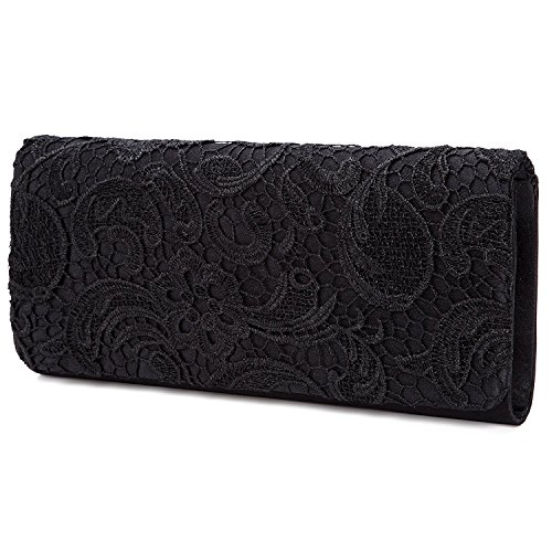 EULovelyPrice Damen Elegant Spitze Abendtasche Party Clutches Taschen Braut Hochzeit Handtaschen Damen (Schwarz) von EULovelyPrice