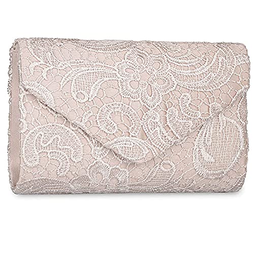 EULovelyPrice Damen Elegant Spitze Umschlag Clutches Abendtasche Party Hochzeit Handtaschen (Beige) von EULovelyPrice