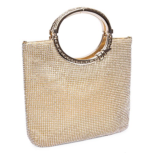 EULovelyPrice Damen Handgemachte Strass Handtasche, Abendtasche Damen Clutch Für Party (Gold) von EULovelyPrice