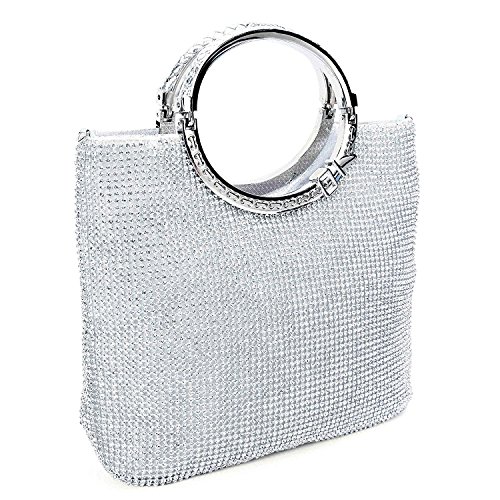 EULovelyPrice Damen Handgemachte Strass Handtasche, Abendtasche Damen Clutch Für Party (Silber) von EULovelyPrice