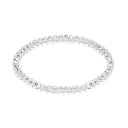 EUMENIDES Natürlichen Kristall Edelstein Armband, 4MM, Damen Kristall Armband. (Buntes Weiß,4MM) von EUMENIDES
