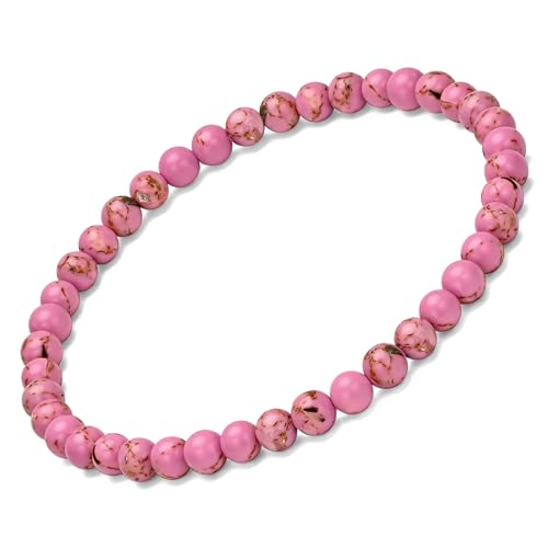 EUMENIDES Damen-Naturstein-Armband, Turmalin, Tigerauge, Obsidian,Achat-Kristallstein-Armband,QUALITÄT A, 7,2 Zoll, 4/6MM, (Muschelstein-Purpurrot,4MM) von EUMENIDES