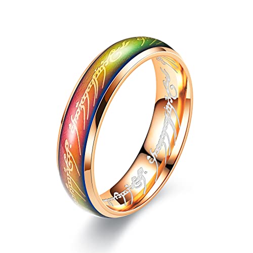 EUMENIDES stimmungsring,Farbwechselring，Farbwechselringe für Herren und Damen, temperaturempfindliche Farbwechselringe, personalisierte Mode-Paarringe, (Der Herr der Ringe Ring Rose Gold, 10（66）) von EUMENIDES