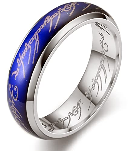 EUMENIDES stimmungsring,Farbwechselring，Farbwechselringe für Herren und Damen, temperaturempfindliche Farbwechselringe, personalisierte Mode-Paarringe, (Herr der Ringe Ring Silber, 10) von EUMENIDES