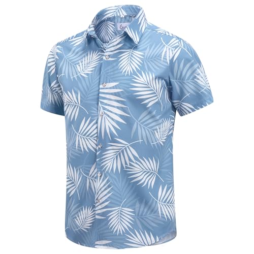 EUOW Herren Hawaiihemd Kurzarm Gedruckt Button Down Sommer Strand Kleid Shirts, Hawaii-04, L von EUOW