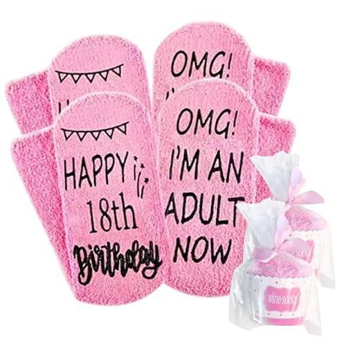 EUPSIIU 2 Paar Kuschelsocken,Flauschige Socken Geburtstag Frau Mädchen Geschenkideen,Lustige Damen Socken Geschenke für Frauen,antirutschsocken damen,kleine geschenke für frauen (Rosa) von EUPSIIU