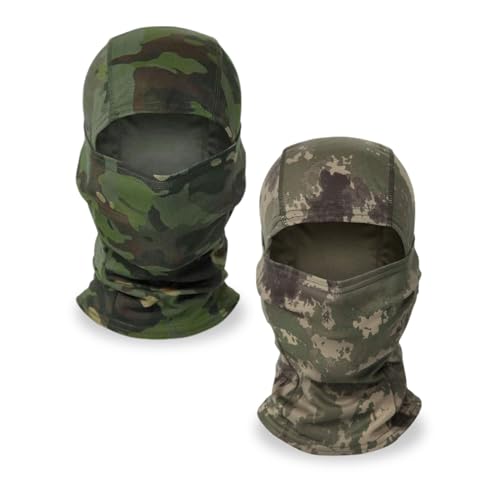 EUPSIIU 2 Stück Camo Gesichtsmaske Sturmhaube Balaclava Skimaske Motorradmaske, Atmungsaktiv Vollgesichtsmaske Gesichtsmaske Outdoor Militär Taktischer Motorrad Fahrrad, Einheitsgröße (2 Farben) von EUPSIIU