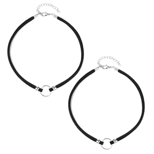 EUPSIIU 2 Stück Choker Halsband, Gothic Leder Halsreif, Geschichtet Verstellbare Halsband, Short Black Velvet, Schwarzes Gothic Retro Choker Halsband Kette für Frauen und Mädchen (Schwarz) von EUPSIIU