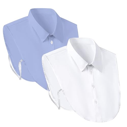 EUPSIIU 2 Stück Hemdkragen Einsatz Damen, Abnehmbare Krageneinsatz Fake Dickey Kragen Hälfte Shirt Bluse Frauen Halb Fake Hemd Blusenkragen für Damen Büro von EUPSIIU