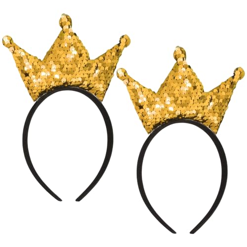 EUPSIIU 2 Stück Prinzessin Krone Tiara Prinzessin Mädchen Shiny Crown Haarband, Prinzessin Tiara Krone Damen für Frauen Mädchen Hochzeit Prom Party Kostüm Weihnachten Geschenke (Gold) von EUPSIIU