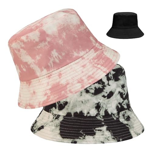 EUPSIIU 2 Stück Reversibel Fischerhüte Buckethut Faltbar Fischerhut Anglerhut Freizeithut Anglerhut Sonnenhut Für Herren Damen Mädchen Freizeithut Sommerhut Für Outdoor Reisen Camping(2 Farben) von EUPSIIU