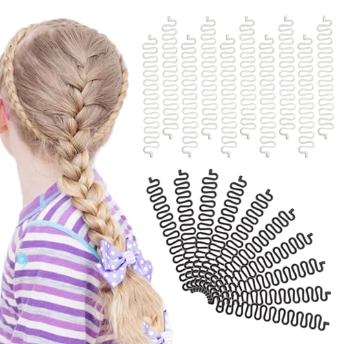 EUPSIIU 20 Stück Haar Flecht Werkzeug, Haar Styling Werkzeug, French Hair Styling Clip, Twist Braid Haarstrickwerkzeug, Fishbone DIY Haarschmuck für Mädchen und Damen (Schwarz, Weiß) von EUPSIIU