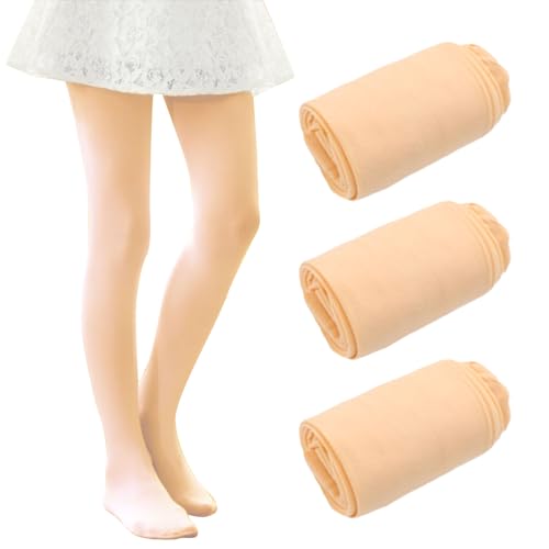 EUPSIIU 3 Pack Ballett-Strumpfhosen, Tanzstrumpfhosen, Kinder Ballett Strumpfhose, Elastisch Tanzstrumpfhose, Ballettstrumpfhose mit Fuß, Feinstrumpfhose Mädchen, für Gymnastik Tanz Sport von EUPSIIU