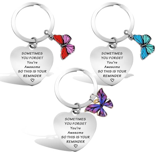 EUPSIIU 3 Stück Schlüsselanhänger Aufmunterung, Geschenk Herzform Charm Schlüsselanhänger, Personalisiert Wertschätzung Schlüsselanhänger für Schwester Kollegin Ehefrau und Mutter (Mehrfarbig) von EUPSIIU