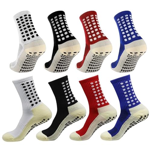 EUPSIIU 4 Paars Fußballsocken für Jungen Mädchen Kinder Sportsocken Trainingssocken Anti Rutsch Socken, Rutschfeste Grip Sport Laufsocken für Fußballtraining, von 9-12 Jahren (Baumwolle, Kinder) von EUPSIIU