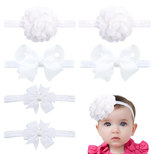 EUPSIIU 6 Stück Weiß Baby Haarspangen Mädchen Haarschleife Schleife Stirnband Clip Haarspangen für Cosplay Party Cheer Weihnachten Geburtstagsfeier Baby Kleinkinder Kinde (Weiß) von EUPSIIU