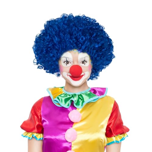 EUPSIIU Afro Kraus Gelockt Krauskopf, Afro Perücke, Clown Blau Kurzer, Curly Afro Wig, Synthetische Verworrene Lockige Haar, perücke blau für Herren Damen, für Karneval Mottoparty Cosplay von EUPSIIU