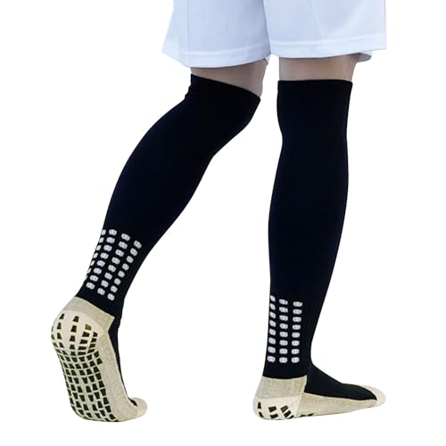 EUPSIIU Fußballsocken für Herren Damen Sportsocken Fussball Anti Rutsch Grip Socken Rutschfeste Sportsocken Verdicken Baumwolle Athletic Socken für Fussball Basketball Sport Laufsocken (Schwarz) von EUPSIIU