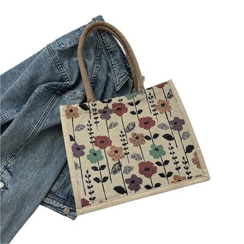 Blumen Handtasche Damen-Einkaufstasche, ästhetische Farbe, Studenten, lässige Handtasche, Umhängetasche, große Kapazität, Baumwolle und Leinen, wiederverwendbar, Einkaufs- und Strandtaschen(Style-2) Blumen Handtasche Damen-Einkaufstasche, ästhetische Farbe, Studenten, lässige Handtasche, Umhängetasche, große Kapazität, Baumwolle und Leinen, wiederverwendbar, Einkaufs- und Strandtaschen(Style-2) von EURDFHY