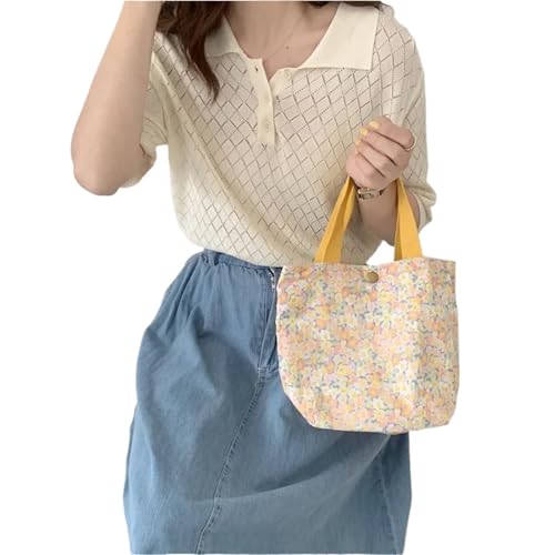 EURDFHY Blumen Handtasche Lässige tragbare Bento-Tasche for Frauen im Retro-Blumen-Design, kleine Handtaschen aus Baumwolltuch, weibliche Shopper-Clutch, Handtasche, Umhängetaschen(Style3) von EURDFHY